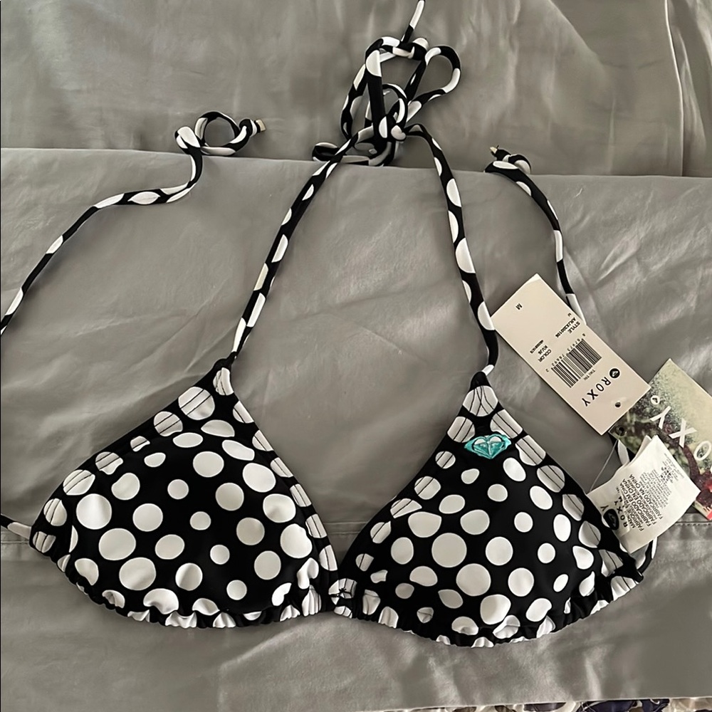 Roxy Black and White Polka Dot Bikini Top